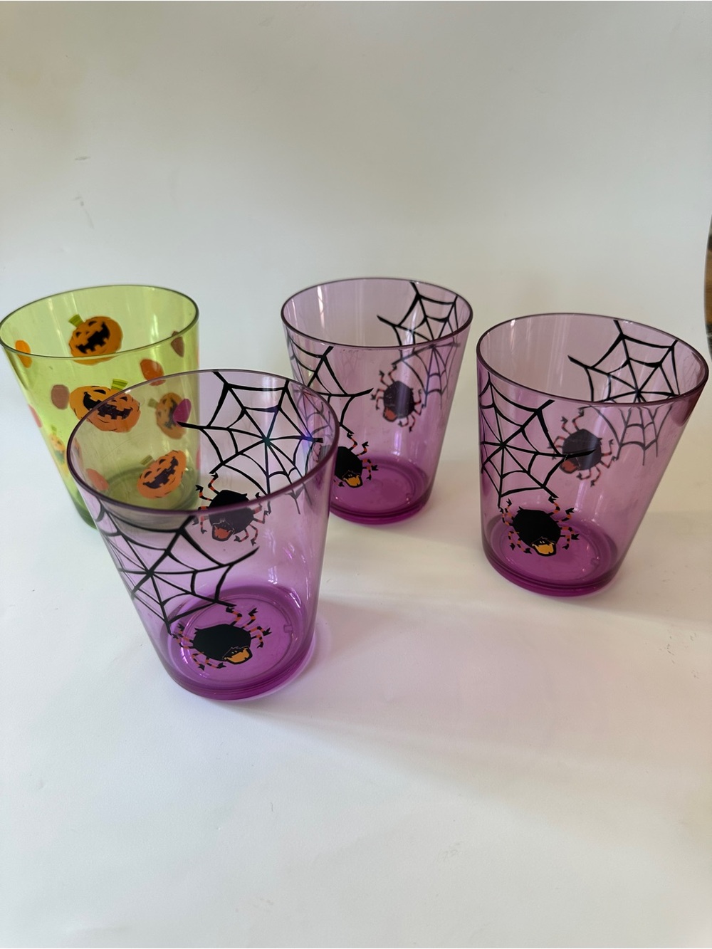 Target Halloween Plastic Tumblers - Purple and Green Set of 4